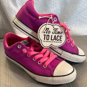 Converse Kids' Fuchsia Canvas Slip-On Sneakers